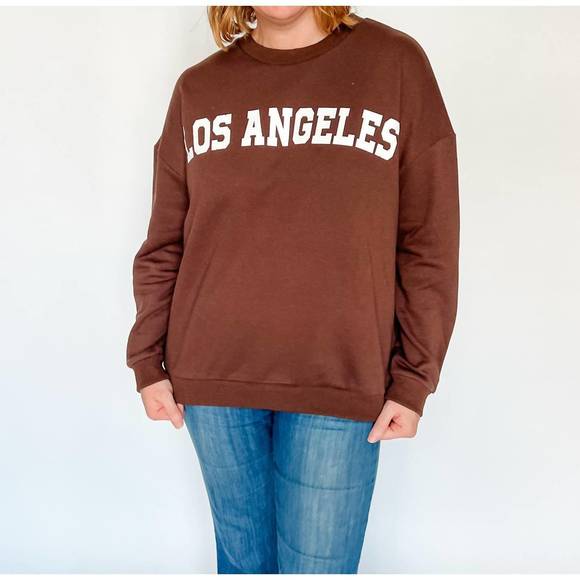 NEW PRETTY GARBAGE los angeles terry sweatshirt in brown - Picture 1 of 6